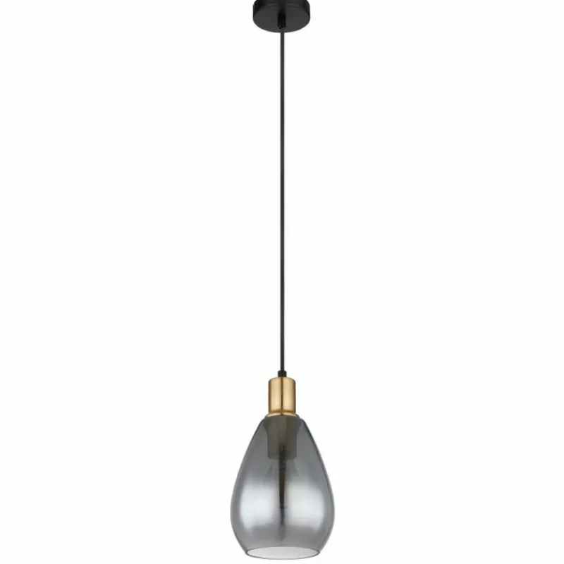 Suspension Verre Fumé-Luminaires Globo Lighting Suspension Globo FANNI Laiton, Noir, 1 lumière