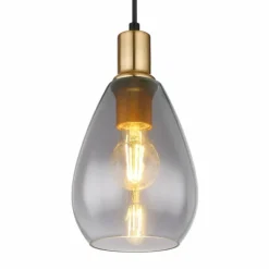 Suspension Verre Fumé-Luminaires Globo Lighting Suspension Globo FANNI Laiton, Noir, 1 lumière