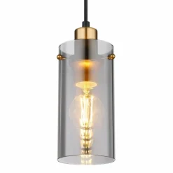 Suspension Verre Fumé-Luminaires Globo Lighting Suspension Globo FANNI Laiton, Noir, 1 lumière