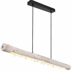 Lampes En Bois-Luminaires Globo Lighting Suspension Globo FELICITAS LED Bois clair, Noir, 2 lumières