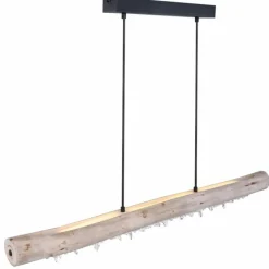 Lampes En Bois-Luminaires Globo Lighting Suspension Globo FELICITAS LED Bois clair, Noir, 2 lumières