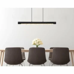 Lampes En Bois-Luminaires Globo Lighting Suspension Globo FELICITAS LED Nickel mat, Noir, 1 lumière