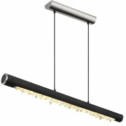 Lampes En Bois-Luminaires Globo Lighting Suspension Globo FELICITAS LED Nickel mat, Noir, 1 lumière