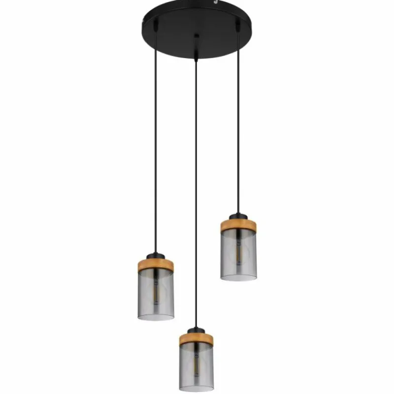 Suspension Verre Fumé-Luminaires Globo Lighting Suspension Globo FINCA Écru, Noir, 3 lumières
