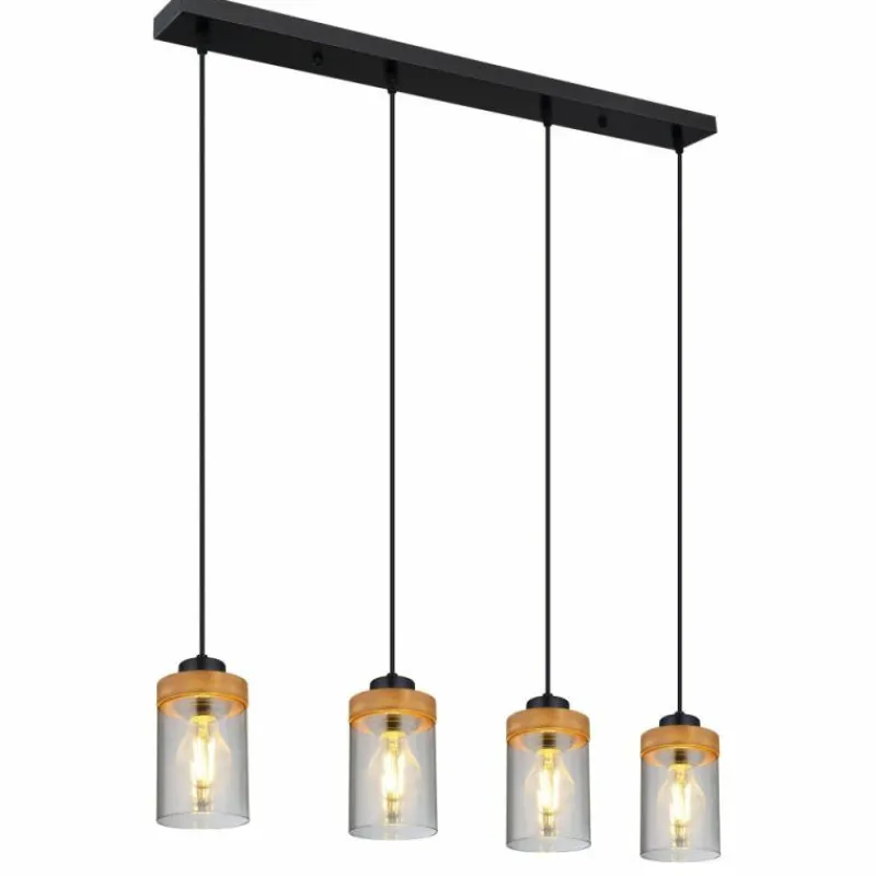 Suspension Verre Fumé-Luminaires Globo Lighting Suspension Globo FINCA Écru, Noir, 3 lumières