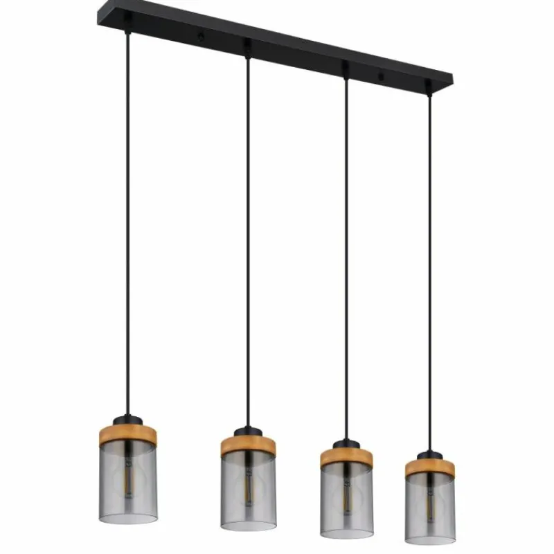 Suspension Verre Fumé-Luminaires Globo Lighting Suspension Globo FINCA Écru, Noir, 3 lumières