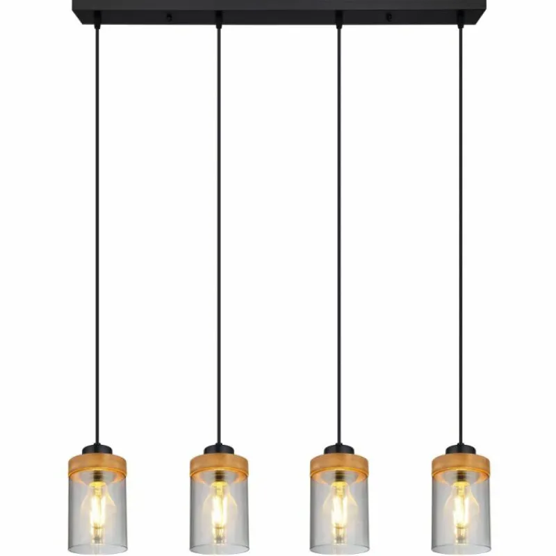 Suspension Verre Fumé-Luminaires Globo Lighting Suspension Globo FINCA Écru, Noir, 3 lumières