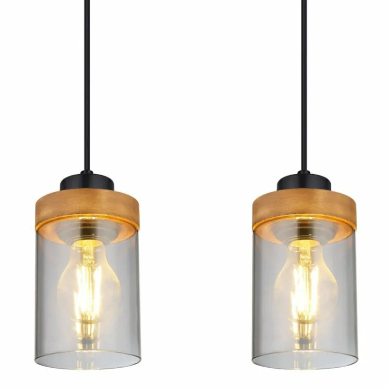 Suspension Verre Fumé-Luminaires Globo Lighting Suspension Globo FINCA Écru, Noir, 3 lumières