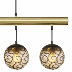 Suspension Verre Fumé-Luminaires Globo Lighting Suspension Globo FITZ Laiton, Noir, 4 lumières