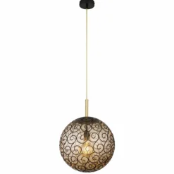 Suspension Verre Fumé-Luminaires Globo Lighting Suspension Globo FITZ Noir, 1 lumière