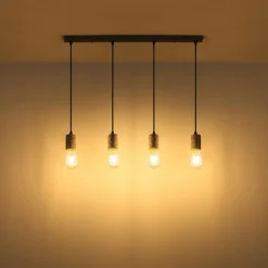 Lampes Vintages & Rétros-Luminaires Globo Lighting Suspension Globo FLECKI Gris, 4 lumières