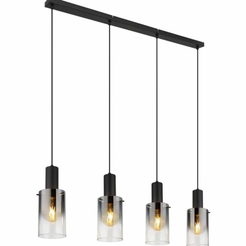 Suspension Verre Fumé-Luminaires Globo Lighting Suspension Globo FLORENTINA Noir, 4 lumières