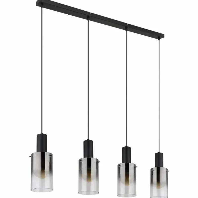 Suspension Verre Fumé-Luminaires Globo Lighting Suspension Globo FLORENTINA Noir, 4 lumières