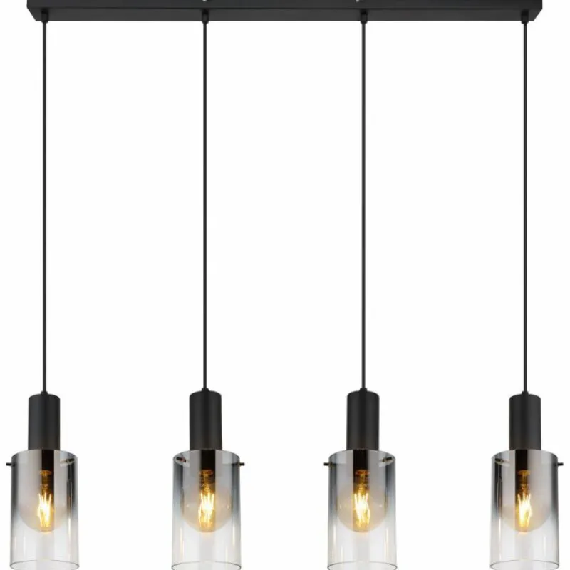 Suspension Verre Fumé-Luminaires Globo Lighting Suspension Globo FLORENTINA Noir, 4 lumières