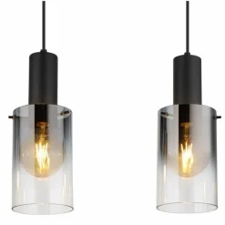 Suspension Verre Fumé-Luminaires Globo Lighting Suspension Globo FLORENTINA Noir, 4 lumières