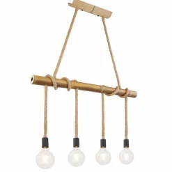 Style Boho-Chic-Luminaires Globo Lighting Suspension Globo FRAGNO Brun, Noir, 4 lumières