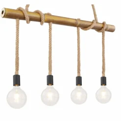 Style Boho-Chic-Luminaires Globo Lighting Suspension Globo FRAGNO Brun, Noir, 4 lumières