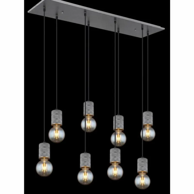 Luminaires Globo Lighting Suspension Globo FREDDY Argent Oxydé, 8 lumières* Suspensions