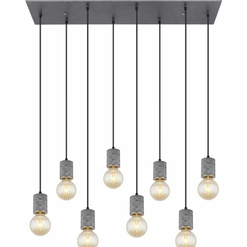 Luminaires Globo Lighting Suspension Globo FREDDY Argent Oxydé, 8 lumières* Suspensions