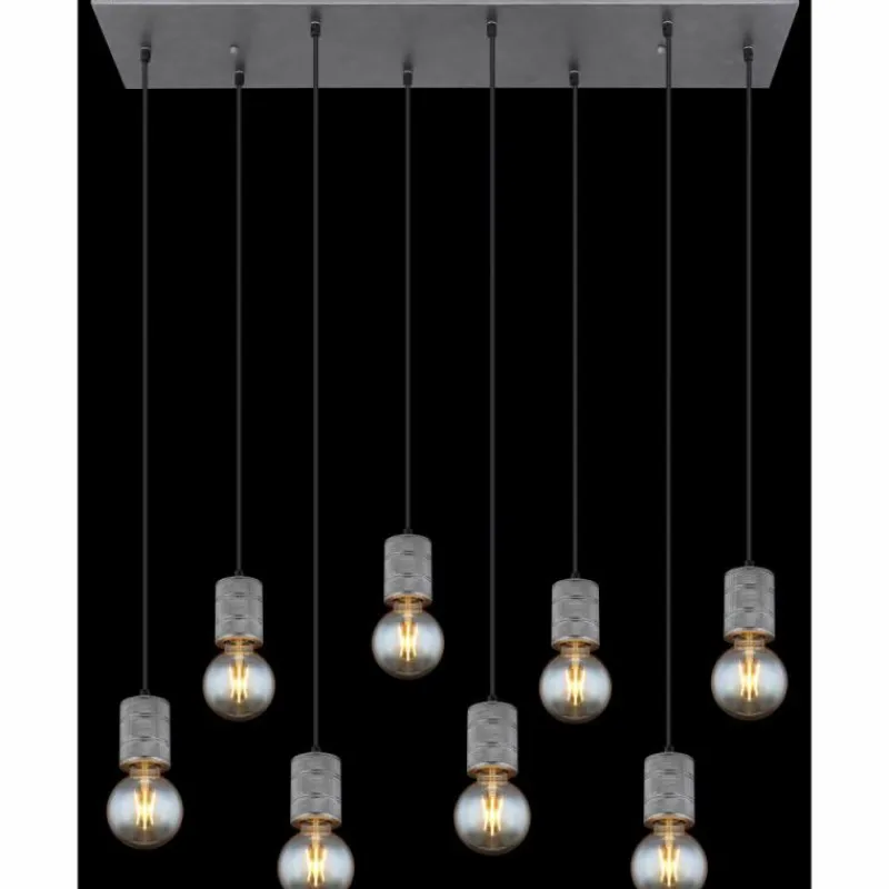 Luminaires Globo Lighting Suspension Globo FREDDY Argent Oxydé, 8 lumières* Suspensions