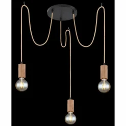 Luminaires Scandinaves-Luminaires Globo Lighting Suspension Globo FRIDA Brun, Noir, 3 lumières