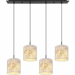 Lampes En Tissu-Luminaires Globo Lighting Suspension Globo GABRIELE Noir, 4 lumières