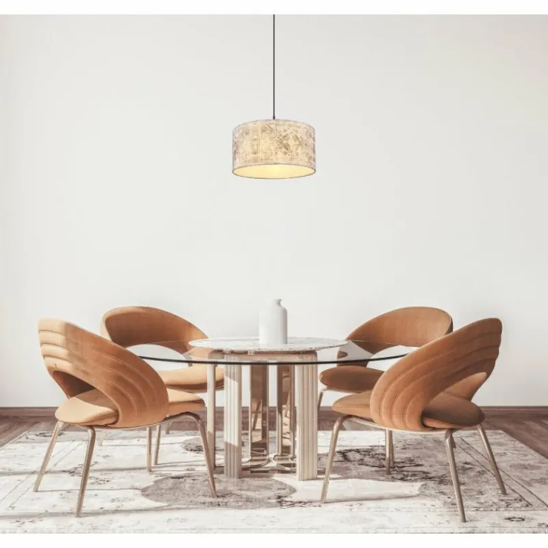 Lampes En Tissu-Luminaires Globo Lighting Suspension Globo GABRIELE Noir, 1 lumière