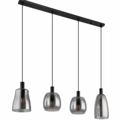 Suspension Verre Fumé-Luminaires Globo Lighting Suspension Globo GARRI Noir, 4 lumières