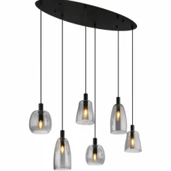 Suspension Verre Fumé-Luminaires Globo Lighting Suspension Globo GARRI Noir, 6 lumières