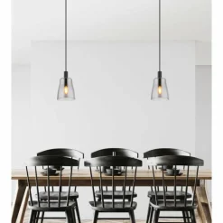 Suspension Verre Fumé-Luminaires Globo Lighting Suspension Globo GARRI Noir, 1 lumière