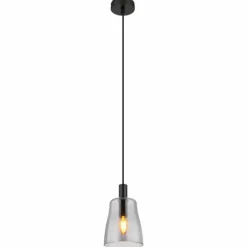 Suspension Verre Fumé-Luminaires Globo Lighting Suspension Globo GARRI Noir, 1 lumière