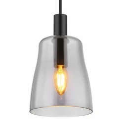 Suspension Verre Fumé-Luminaires Globo Lighting Suspension Globo GARRI Noir, 1 lumière