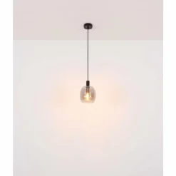 Suspension Verre Fumé-Luminaires Globo Lighting Suspension Globo GARRI Noir, 1 lumière