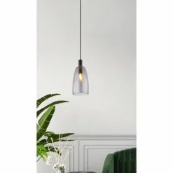 Suspension Verre Fumé-Luminaires Globo Lighting Suspension Globo GARRI Noir, 1 lumière