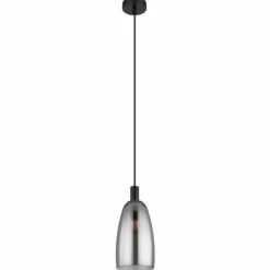 Suspension Verre Fumé-Luminaires Globo Lighting Suspension Globo GARRI Noir, 1 lumière