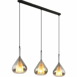 Suspension Verre Fumé-Luminaires Globo Lighting Suspension Globo GEEKY Noir, 3 lumières