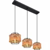 Style Boho-Chic-Luminaires Globo Lighting Suspension Globo GINA Bois foncé, Noir, 3 lumières