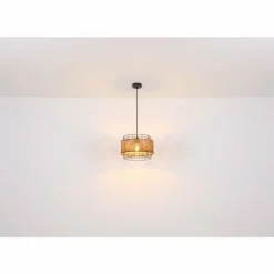 Style Boho-Chic-Luminaires Globo Lighting Suspension Globo GINA Bois foncé, Noir, 1 lumière