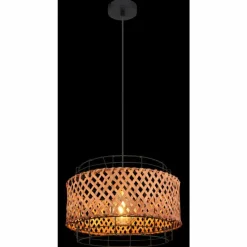 Style Boho-Chic-Luminaires Globo Lighting Suspension Globo GINA Bois foncé, Noir, 1 lumière