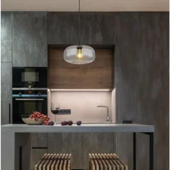 Suspension Verre Fumé-Luminaires Globo Lighting Suspension Globo GIUSEPPE Noir, 1 lumière