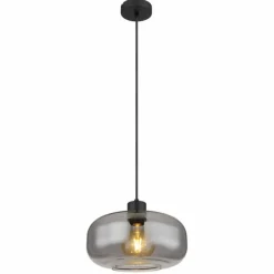 Suspension Verre Fumé-Luminaires Globo Lighting Suspension Globo GIUSEPPE Noir, 1 lumière