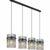 Suspension Verre Fumé-Luminaires Globo Lighting Suspension Globo GORLEY Noir, 4 lumières