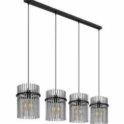 Suspension Verre Fumé-Luminaires Globo Lighting Suspension Globo GORLEY Noir, 4 lumières