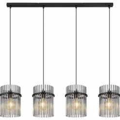 Suspension Verre Fumé-Luminaires Globo Lighting Suspension Globo GORLEY Noir, 4 lumières