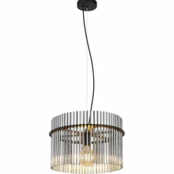 Suspension Verre Fumé-Luminaires Globo Lighting Suspension Globo GORLEY Noir, 1 lumière