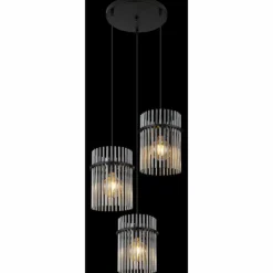 Suspension Verre Fumé-Luminaires Globo Lighting Suspension Globo GORLEY Noir, 3 lumières