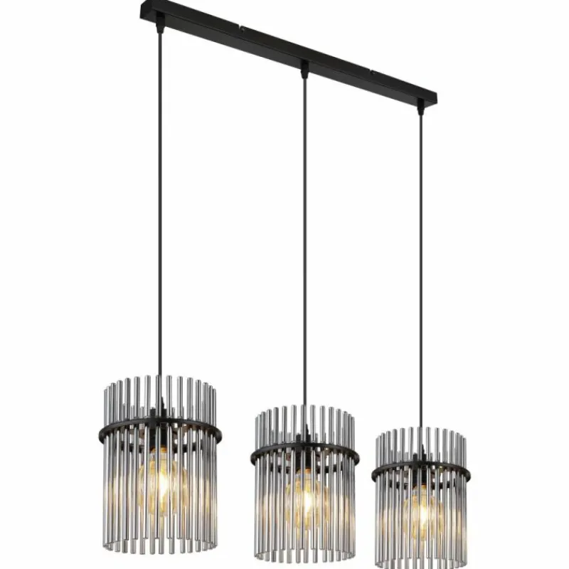 Suspension Verre Fumé-Luminaires Globo Lighting Suspension Globo GORLEY Noir, 3 lumières