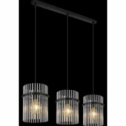 Suspension Verre Fumé-Luminaires Globo Lighting Suspension Globo GORLEY Noir, 3 lumières