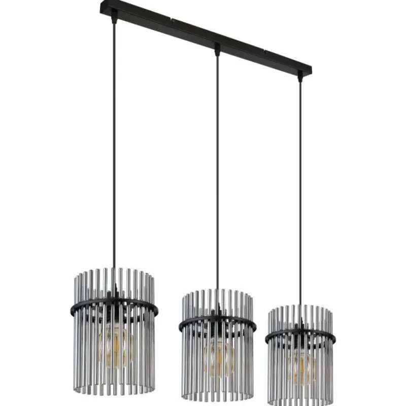 Suspension Verre Fumé-Luminaires Globo Lighting Suspension Globo GORLEY Noir, 3 lumières