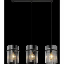 Suspension Verre Fumé-Luminaires Globo Lighting Suspension Globo GORLEY Noir, 3 lumières